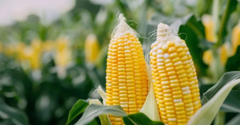 Corn from Brazil - Golden yellow corn cobs in Brazilian cultivation area - natural raw material for world markets.