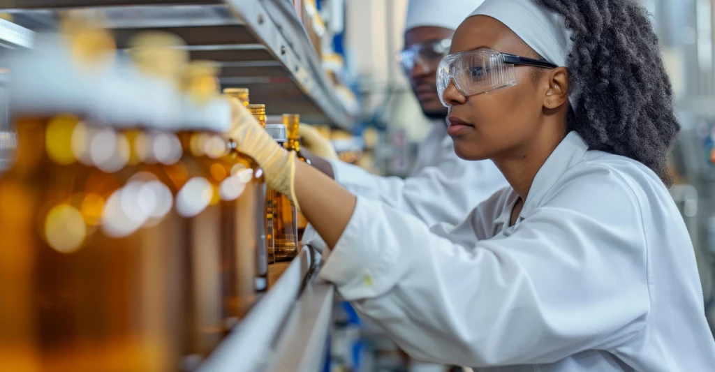 Laboranalyse brasilianischer Rohstoffprobe durch Techniker.